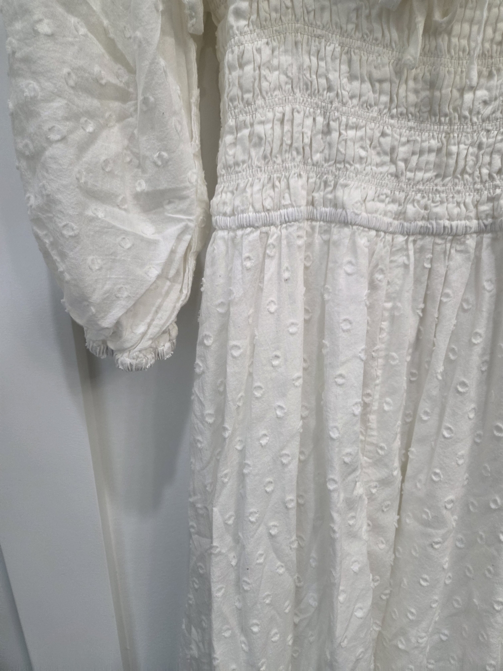 White Eyelet Puff Sleeve boho Maxi Dress - Picture 3 of 3